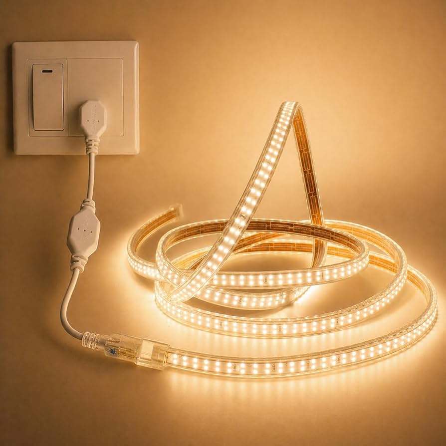 3 Meter LED Strip Light with Connector | Flexible Decorative Rope Light for Home, Bedroom, TV Backlight, Ceiling, Party & Festival Decoration (Warm White, 3 Meter)