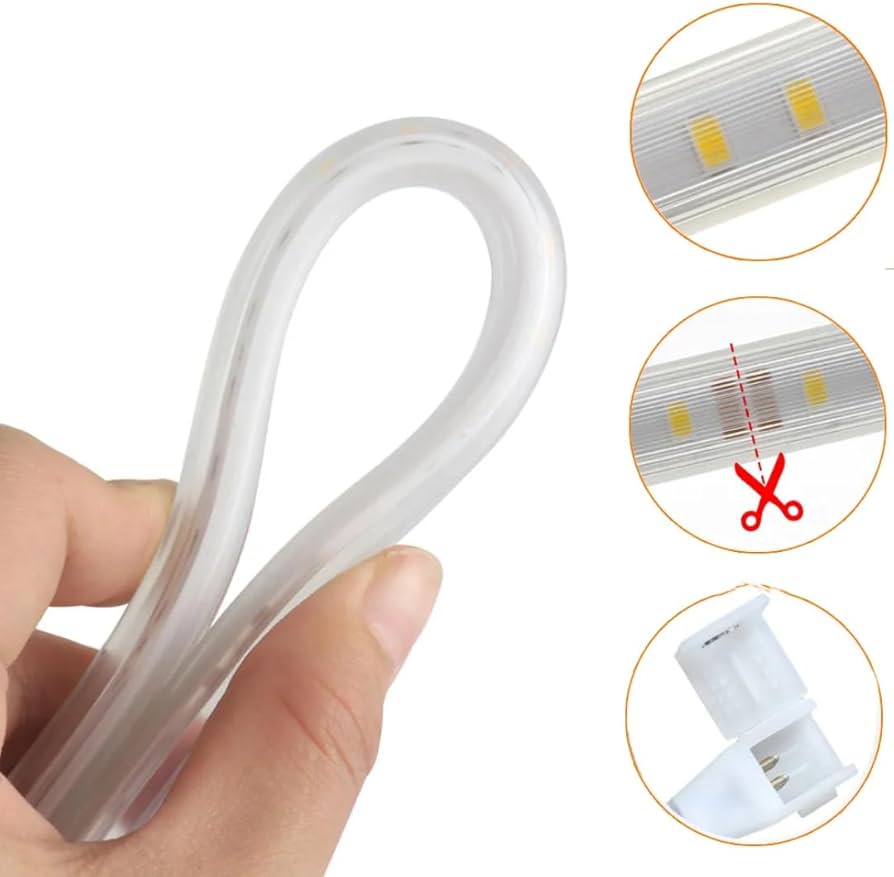 3 Meter LED Strip Light with Connector | Flexible Decorative Rope Light for Home, Bedroom, TV Backlight, Ceiling, Party & Festival Decoration (Warm White, 3 Meter)